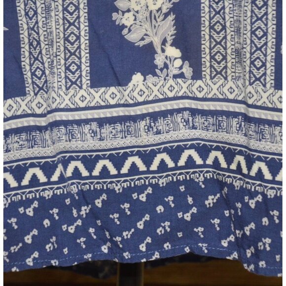 Fred David Blue Floral Print Blouse Ladies XL Lightweight Rayon Top Casual Top - Picture 5 of 10